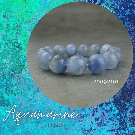 20092107 Trang Sức Phong Thủy Hộ Mệnh Bình An CTjade - Vòng Chuỗi Hạt Đá Aquamarine Thiên Nhiên